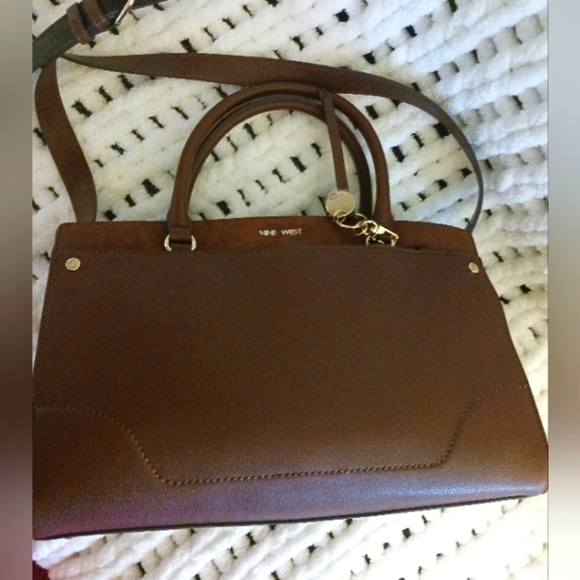 Brown Structured Purse with suede detail - Picture 1 of 12